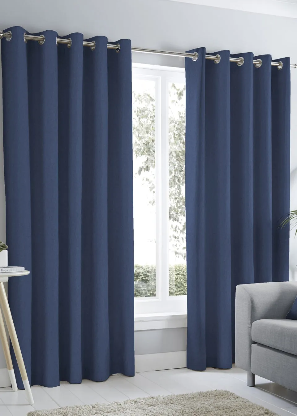 Fusion Sorbonne Navy Eyelet Curtains