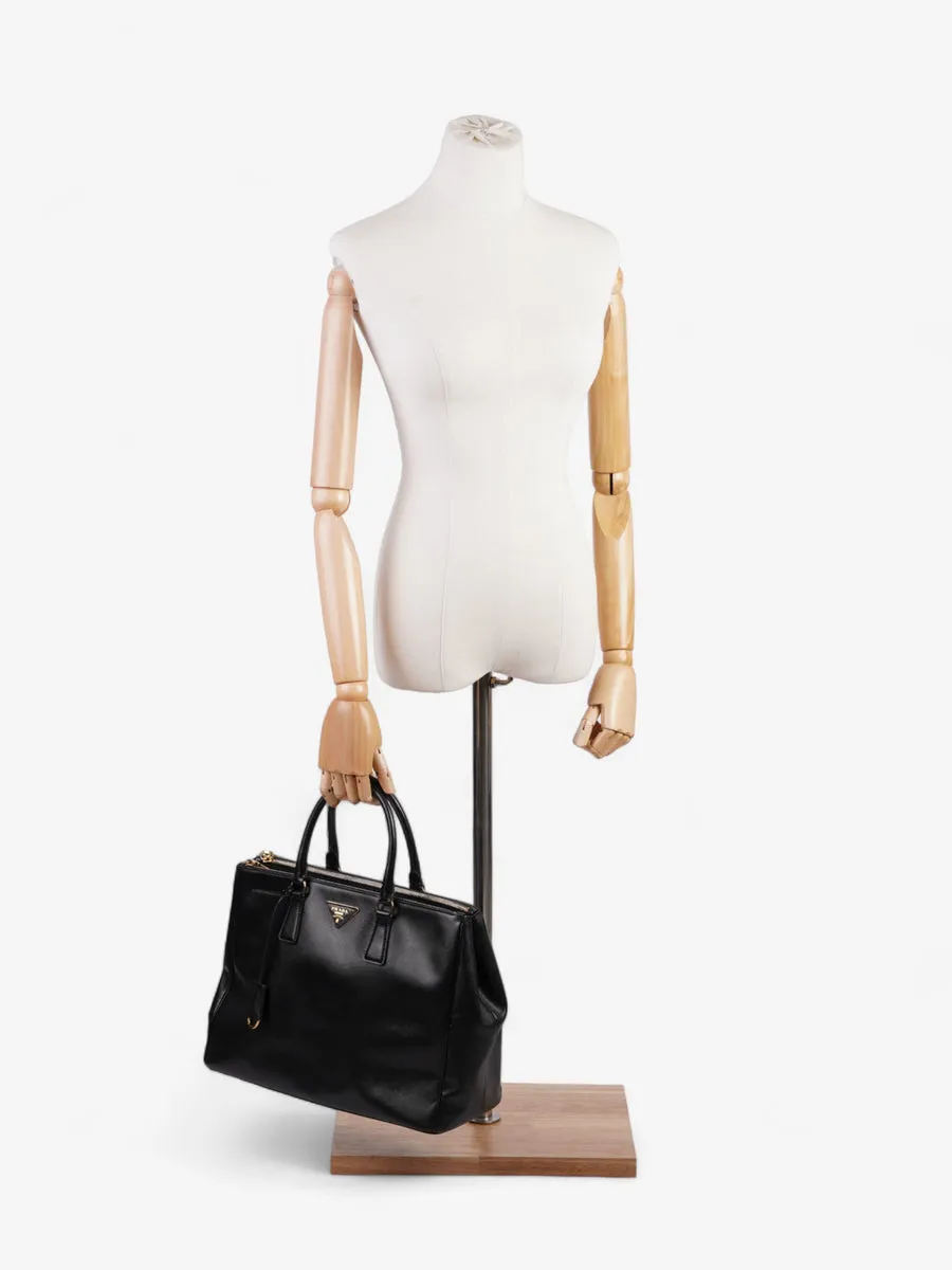 Galleria Double Zip Tote Black Saffiano Leather