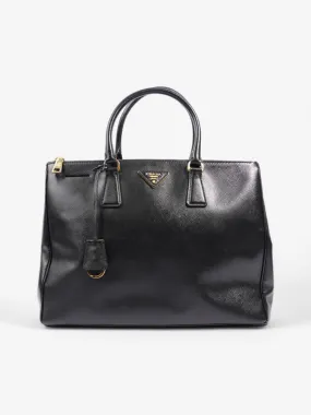 Galleria Double Zip Tote Black Saffiano Leather