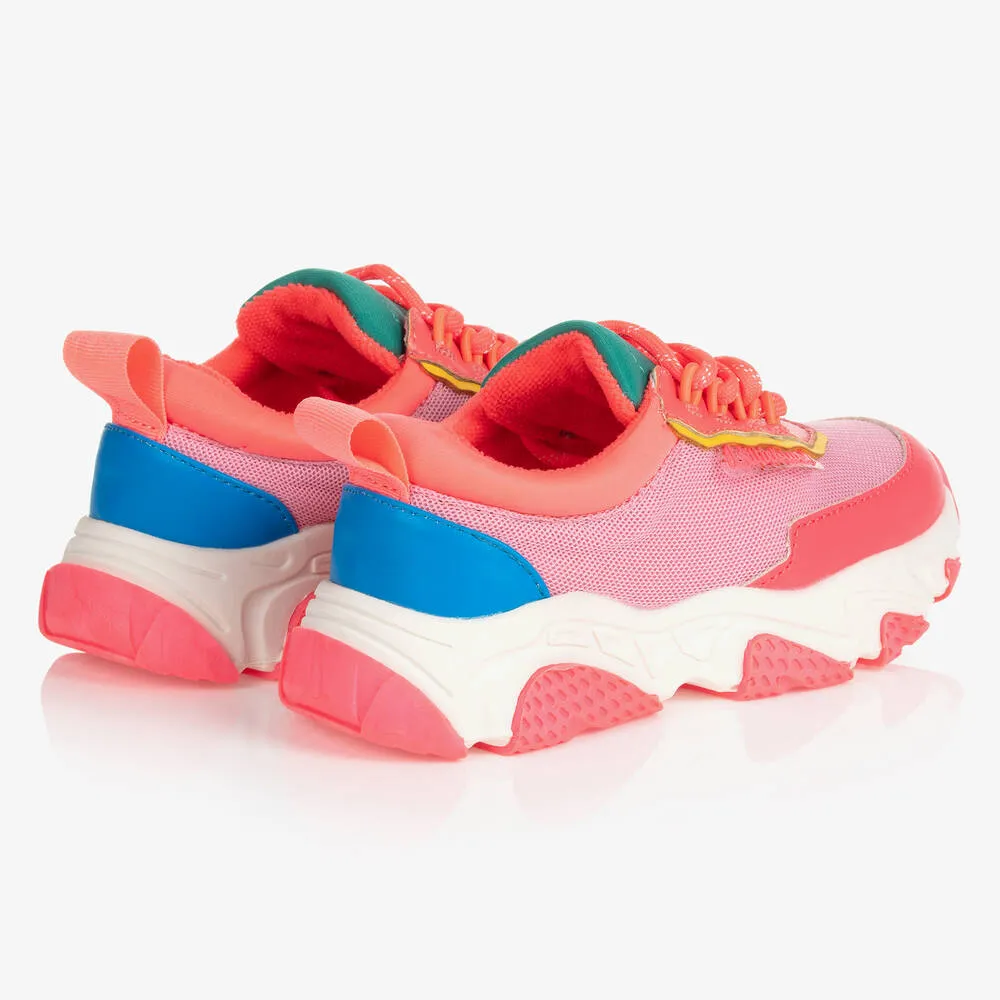 Girls Neon Pink Logo Trainers