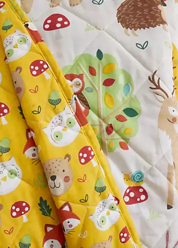 Happy Linen Co. Woodland Friends Quilted Reversible Blanket | Kaleidoscope