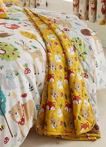 Happy Linen Co. Woodland Friends Quilted Reversible Blanket | Kaleidoscope