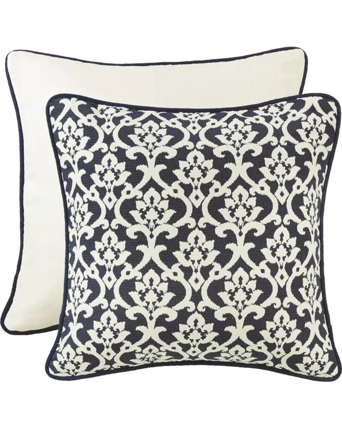 HiEnd Accents Navy and White Floral Euro Pillow