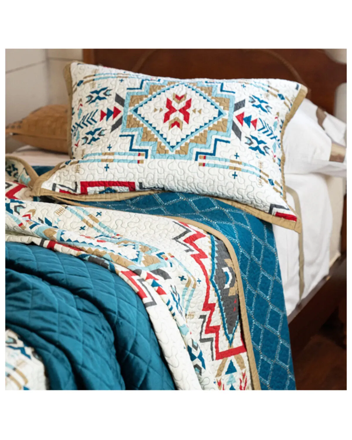 HiEnd Accents Teal Spirit Valley 3-Piece King Quilt Set