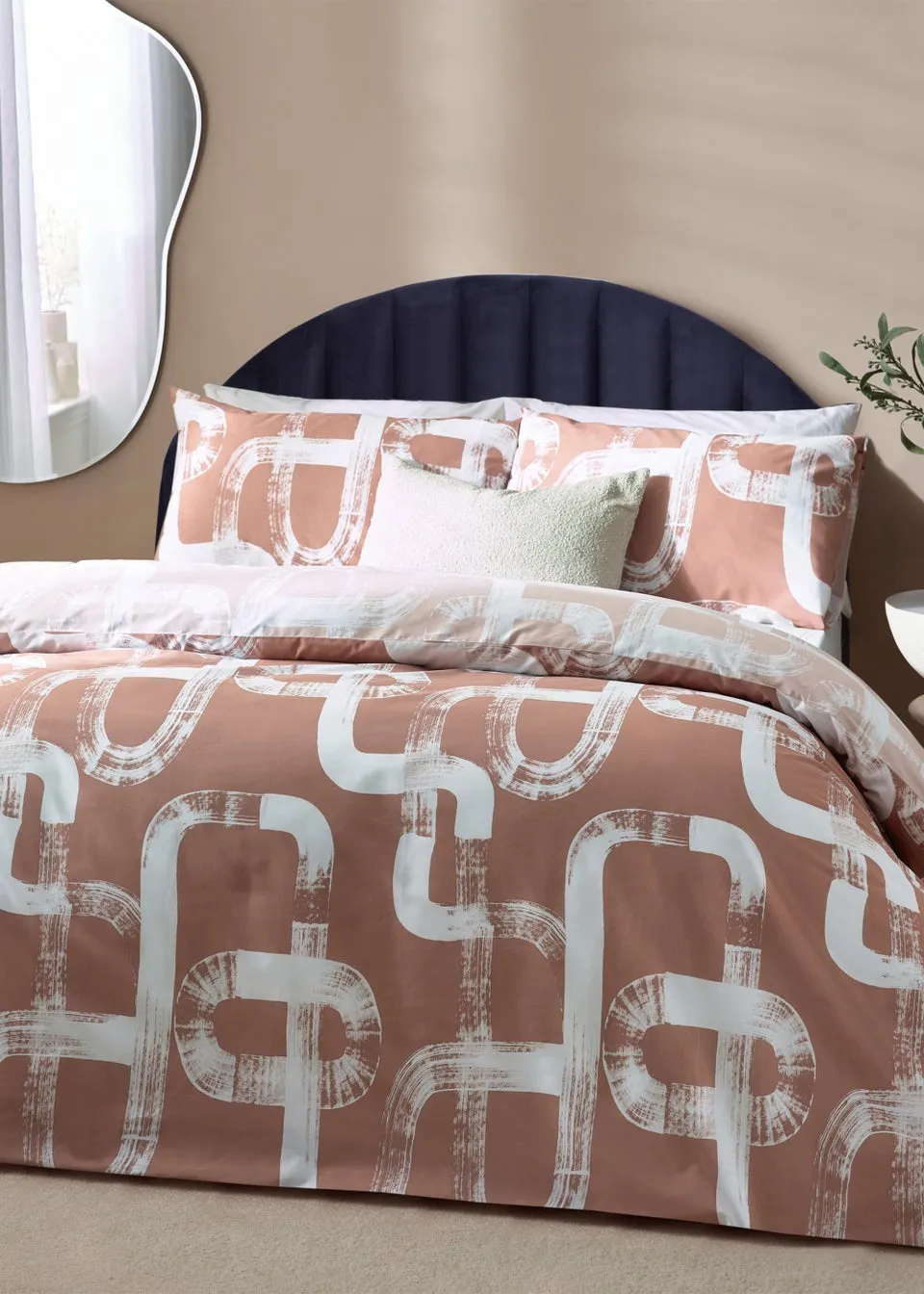 Hoem Tuba Abstract Cotton Rich Duvet Cover Set Pink