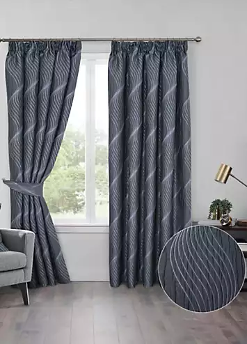 Home Curtains Zen Jacquard Lined Pencil Pleat Curtains | Kaleidoscope