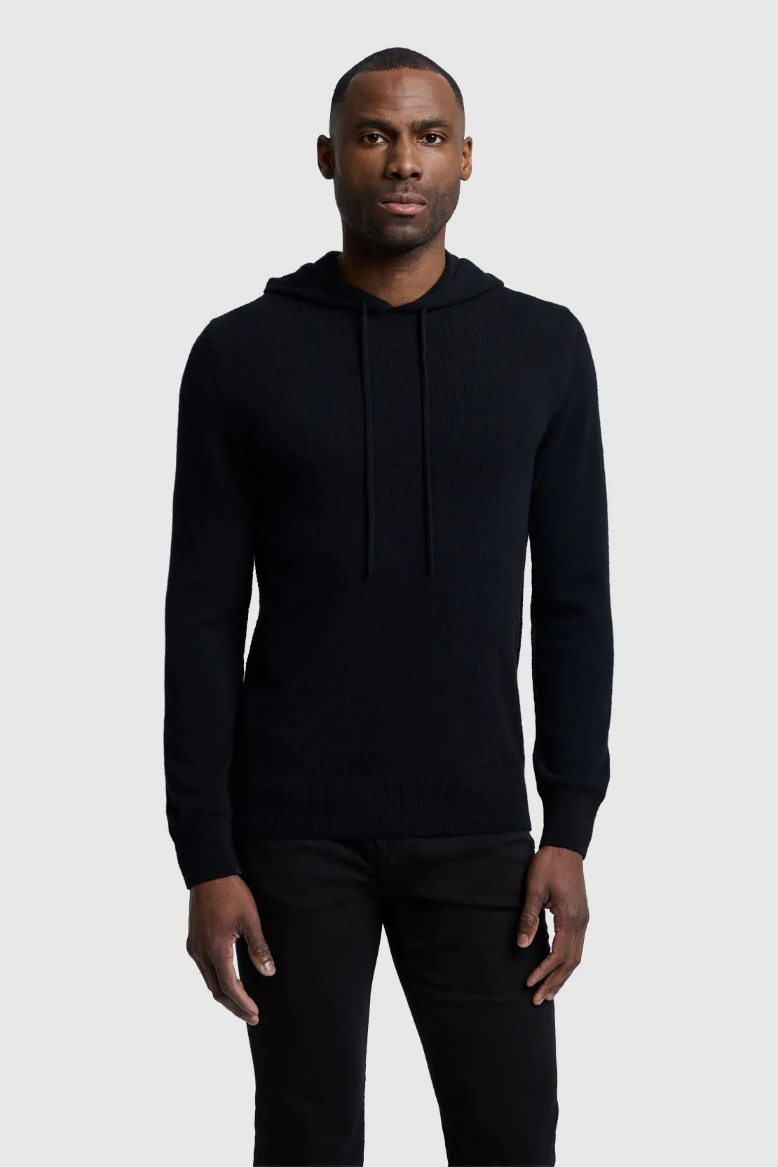 HOODIE CASHMERE W/ STITCH DETAIL BLACK