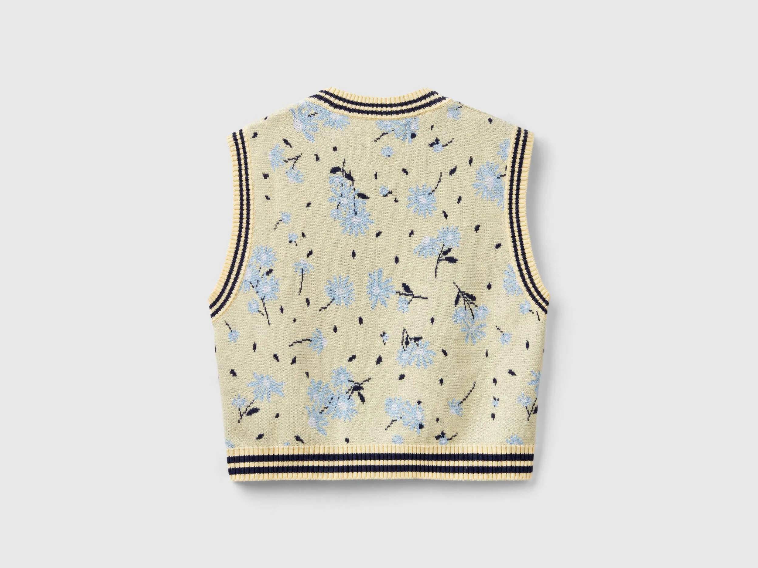 Knit floral vest - Yellow | Benetton