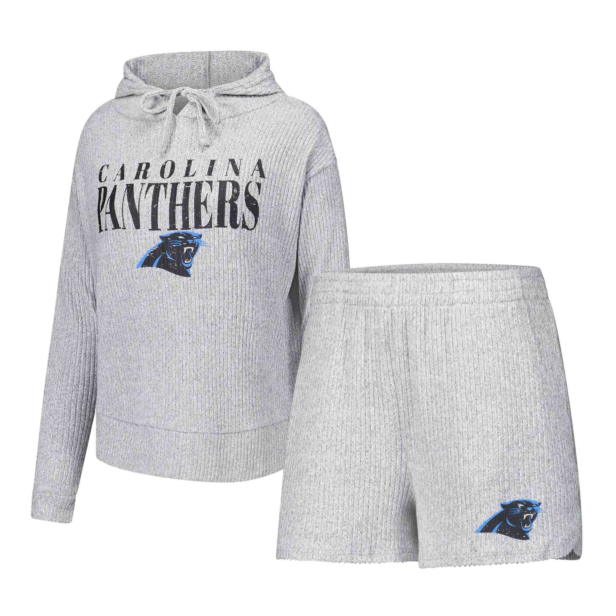 Lids Women's Concepts Sport Gray Carolina Panthers Juniper Long Sleeve Hoodie T-Shirt & Shorts Set