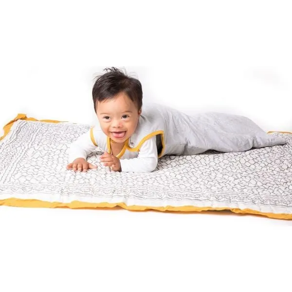 Malabar Baby Block-Printed Cotton Crib Quilt, Erawan