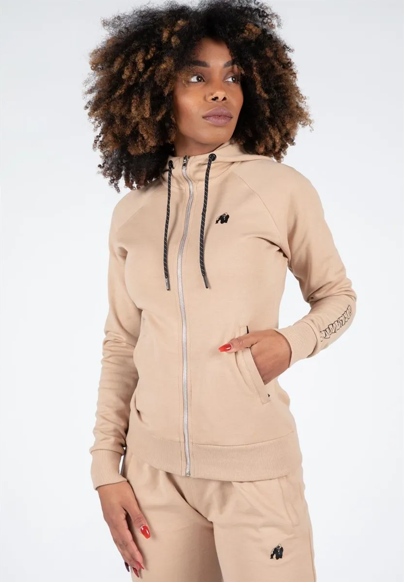 Marion Zipped Hoodie - Beige - M Gorilla Wear