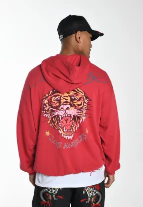 Mens Melrose-Tiger Graphic Hoodie - Red