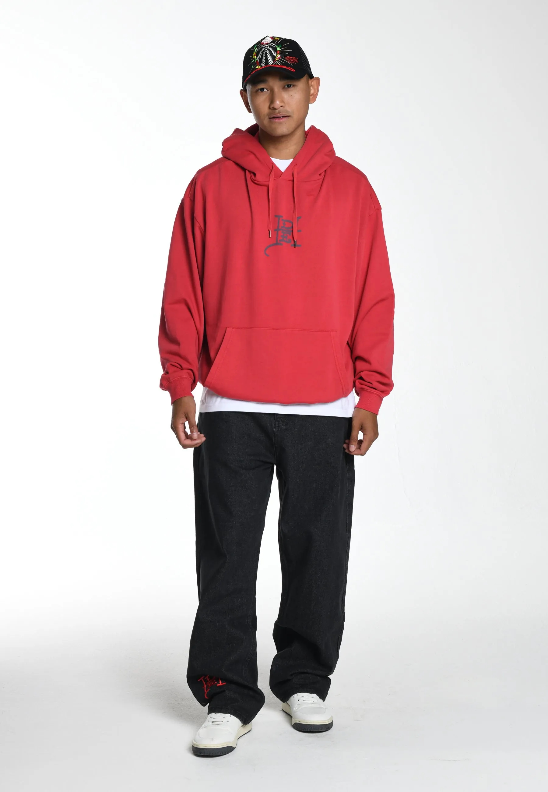 Mens Melrose-Tiger Graphic Hoodie - Red