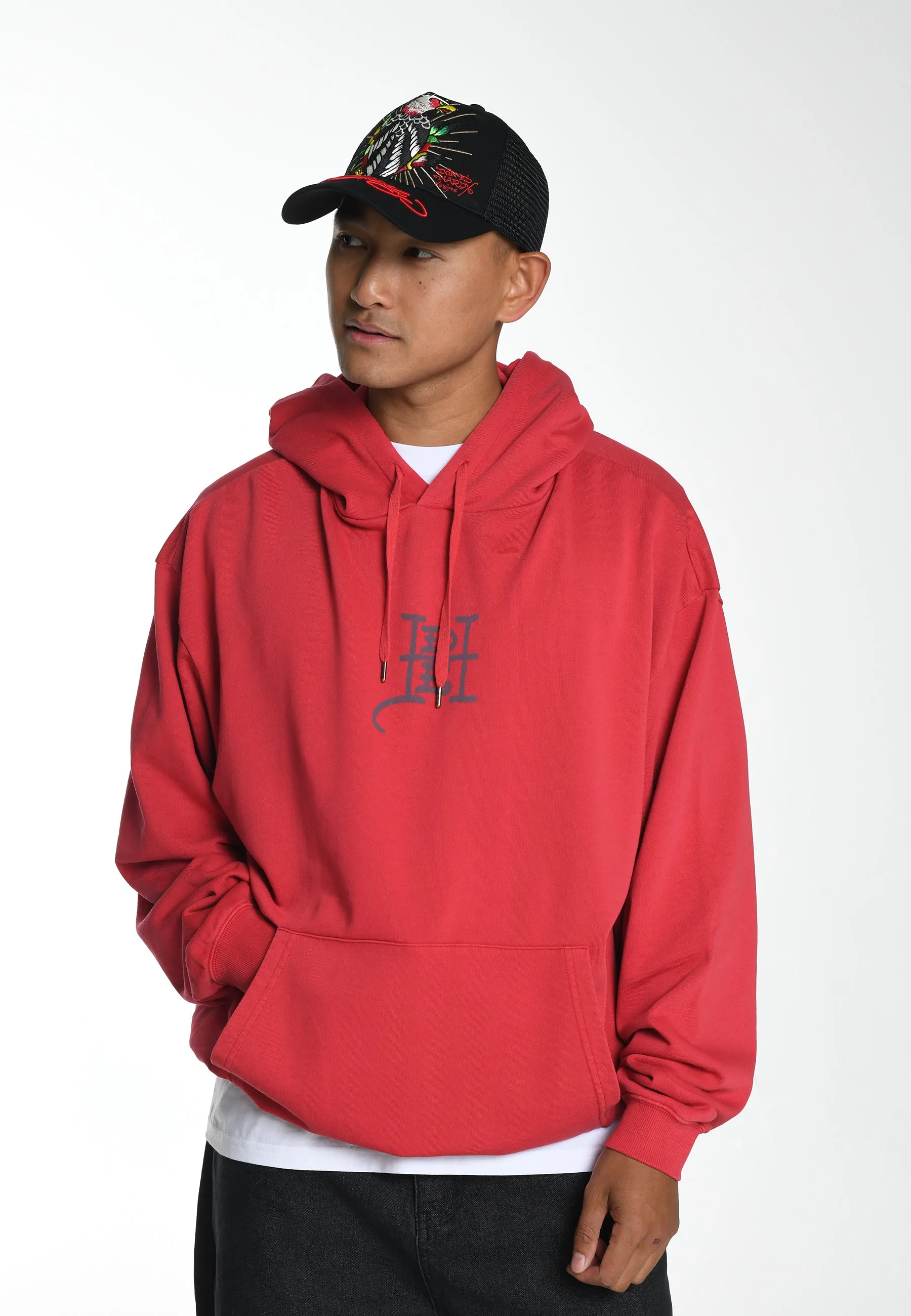 Mens Melrose-Tiger Graphic Hoodie - Red