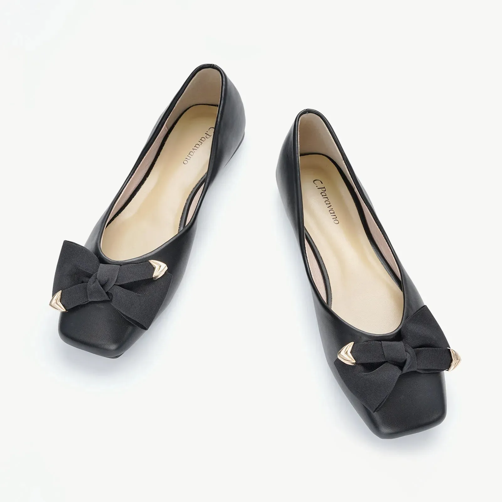 Metal Bow Ballerina Flats (Eva)