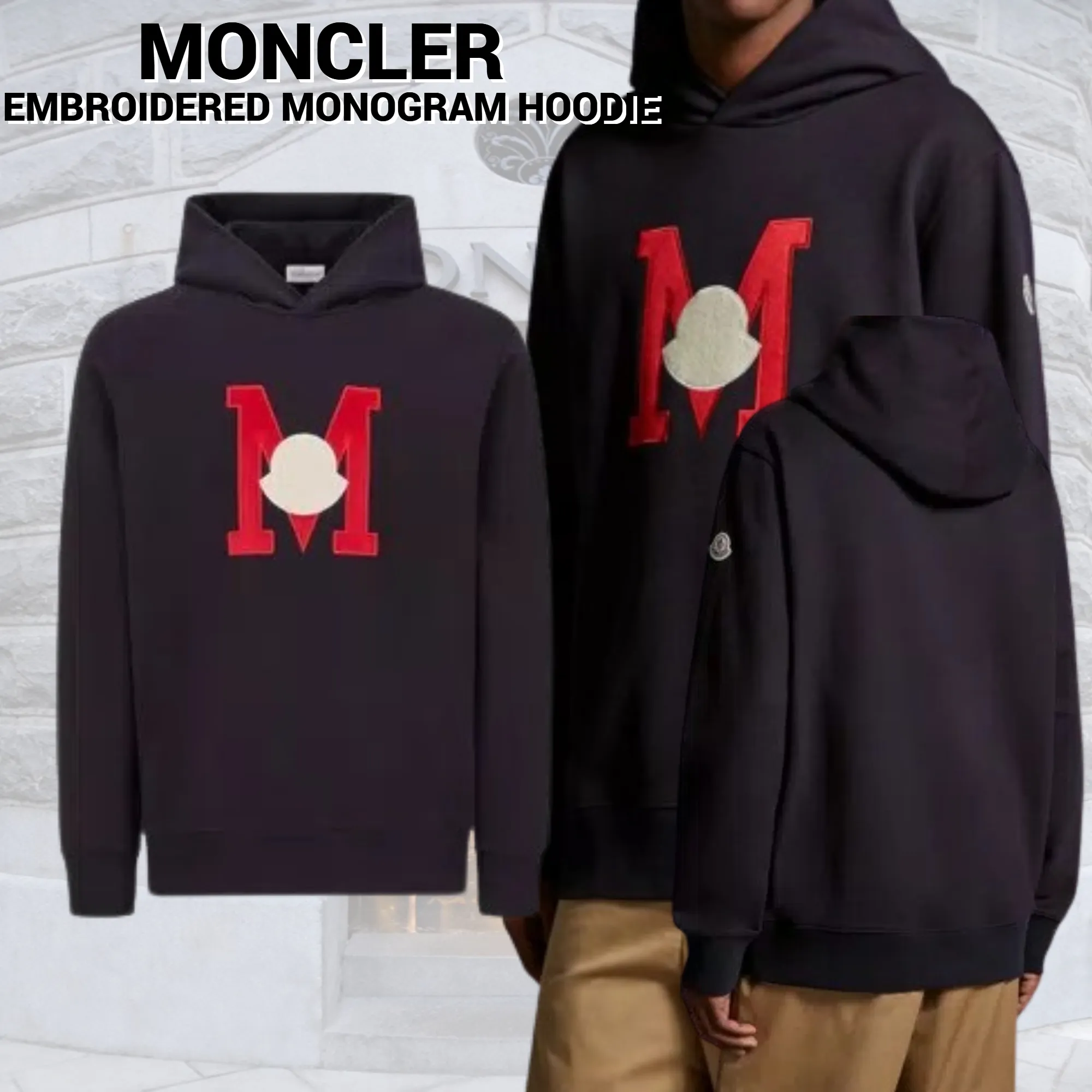 MONCLER  |Embroidered Monogram Hoodie