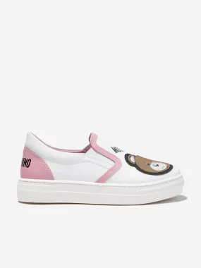 Moschino Girls Teddy Bear Slip On Trainers in White