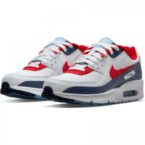 Nike - Boy - GS Air Max 90 - White/Chile Red/Midnight Navy