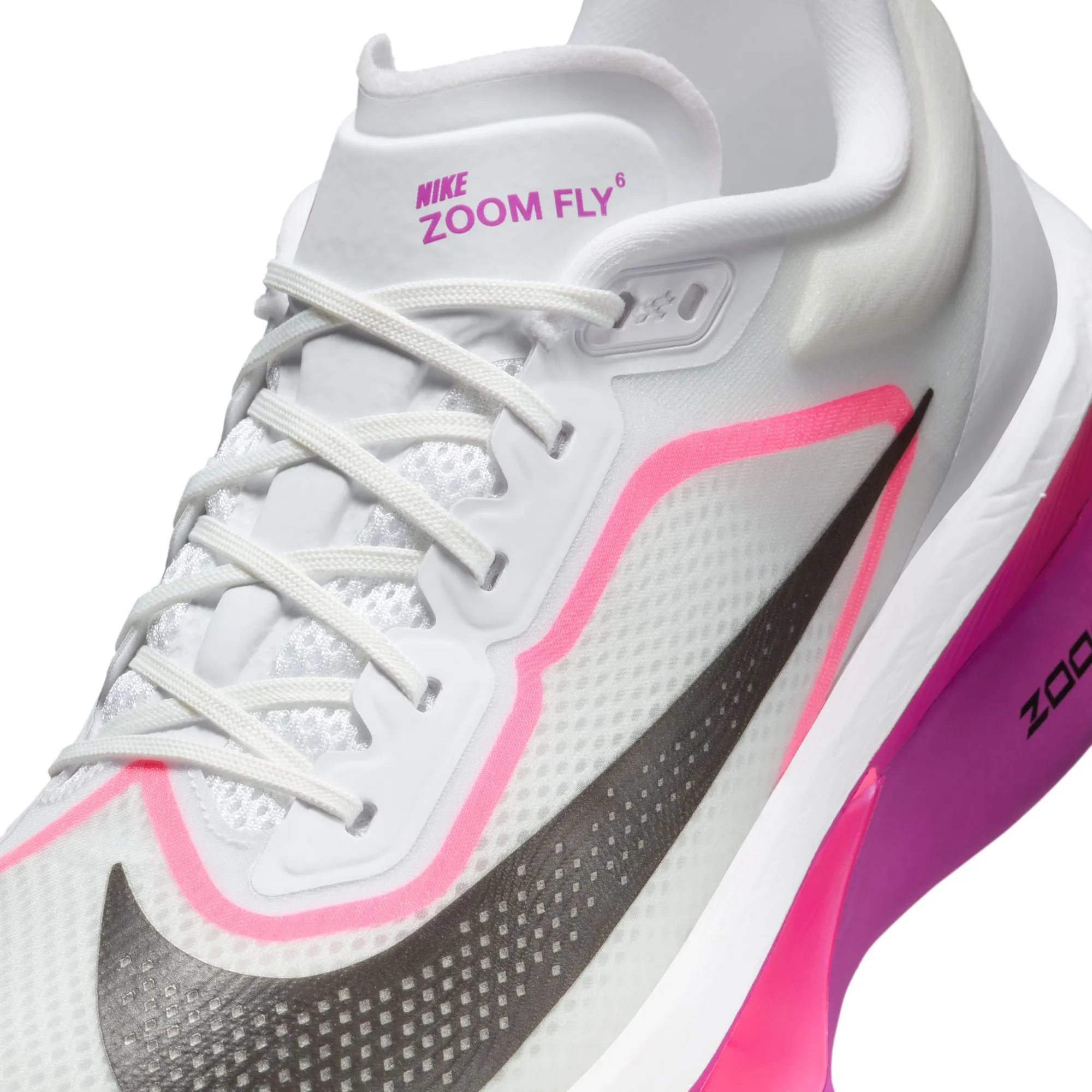 Nike Men's Zoom Fly 6 Running Shoes White / Black / Vivid Grape / Hyper Pink