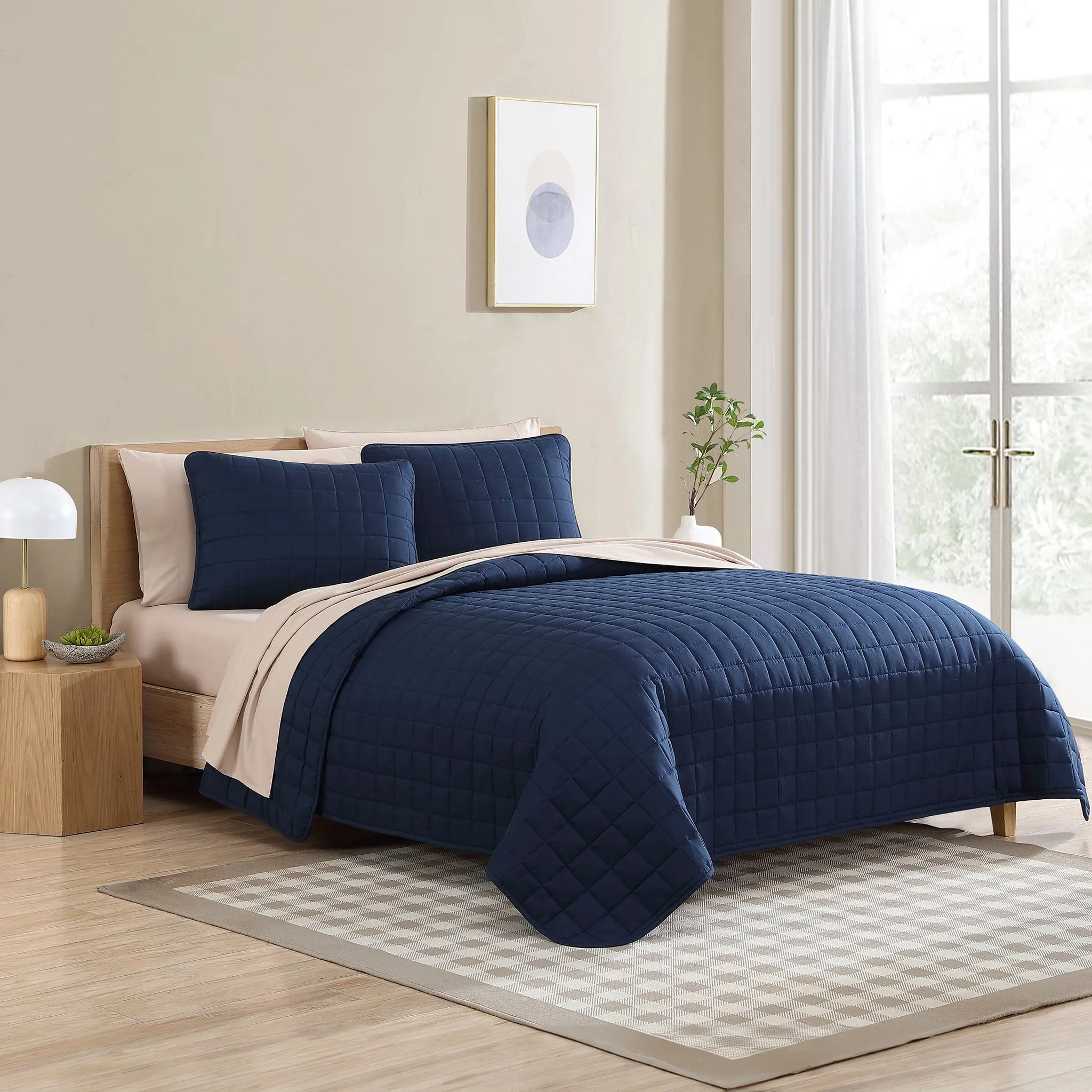 Origami Maison Double / Queen Quilt Set - Navy  - Clement