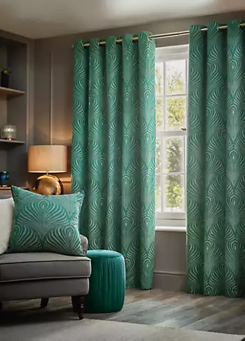 Paoletti Gatsby Eyelet Lined Jacquard Curtains | Kaleidoscope