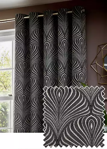 Paoletti Gatsby Eyelet Lined Jacquard Curtains | Kaleidoscope