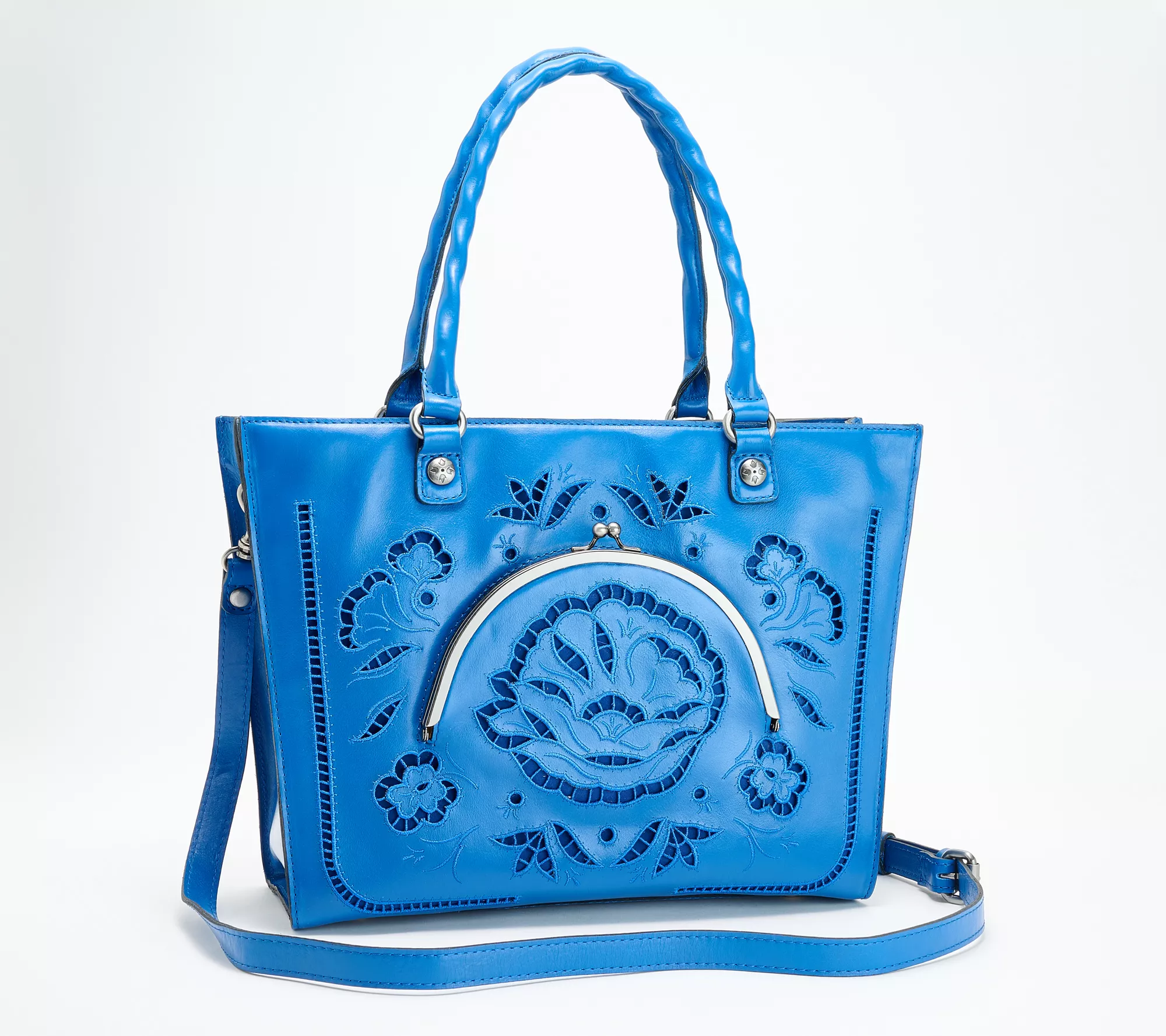 Patricia Nash Cutout Leather Zancona Tote with Crossbody Strap