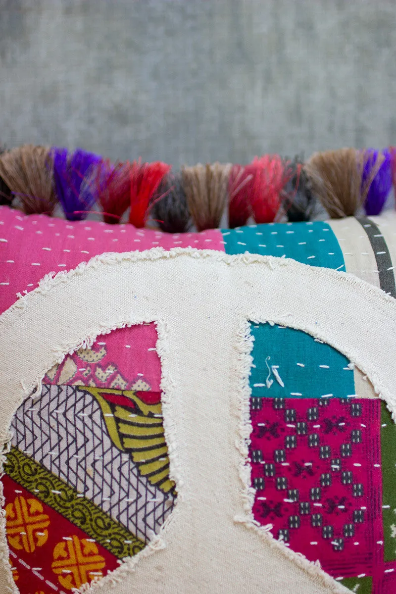 Peace Kantha Pillow