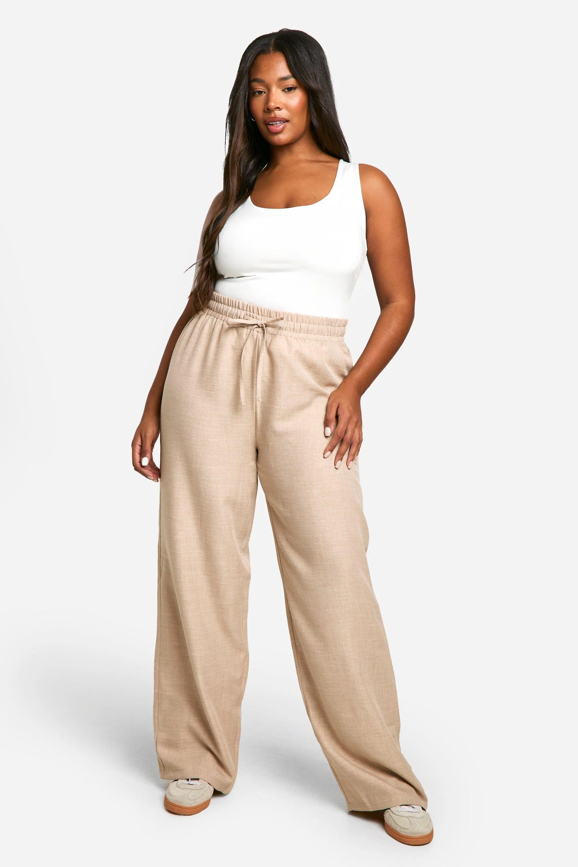 Plus  Woven Drawstring Trousers