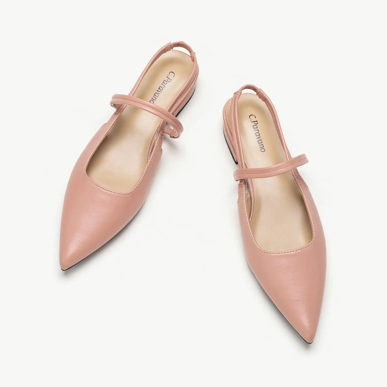 Pointed Toe Slingback Flats (Freya) Pink