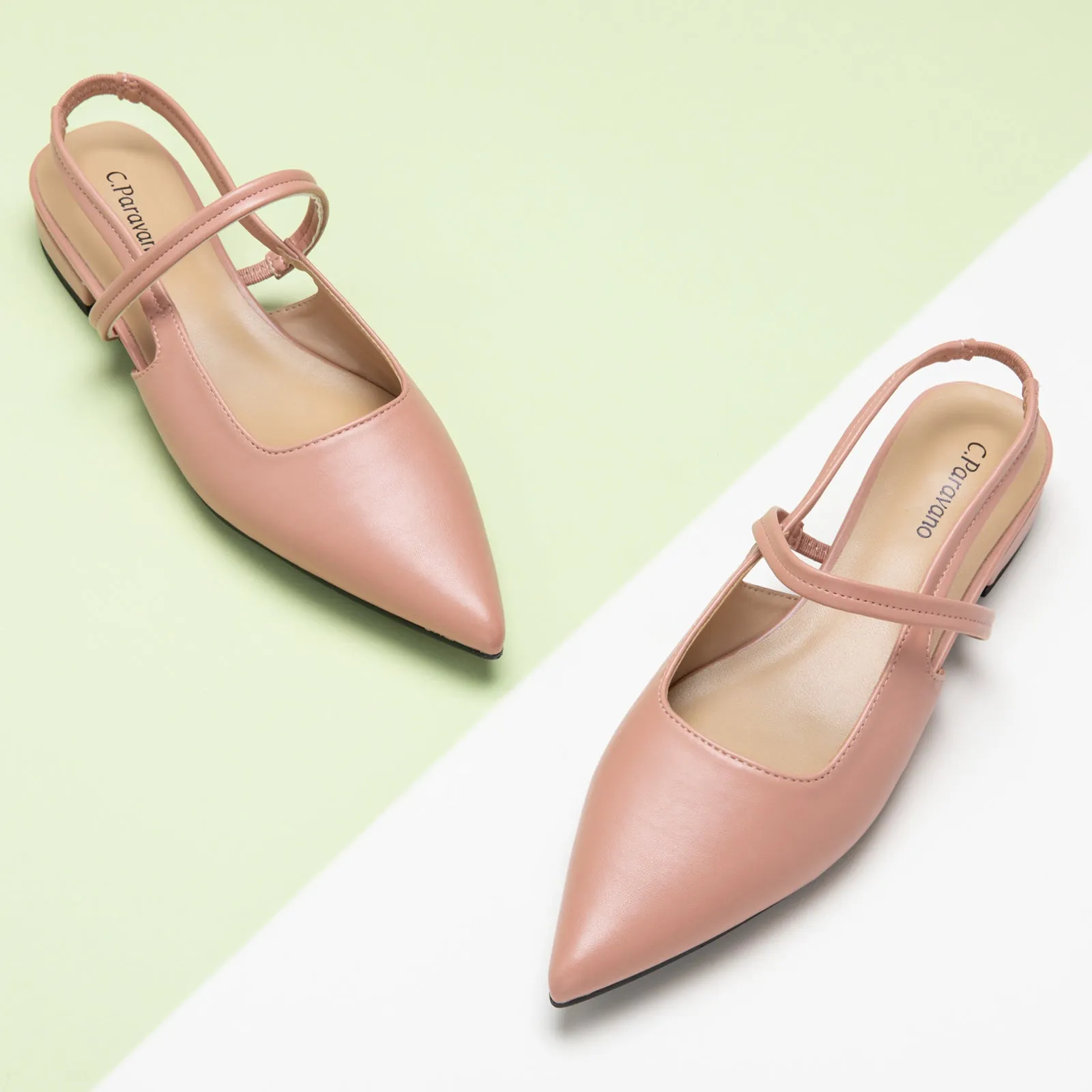 Pointed Toe Slingback Flats (Freya) Pink