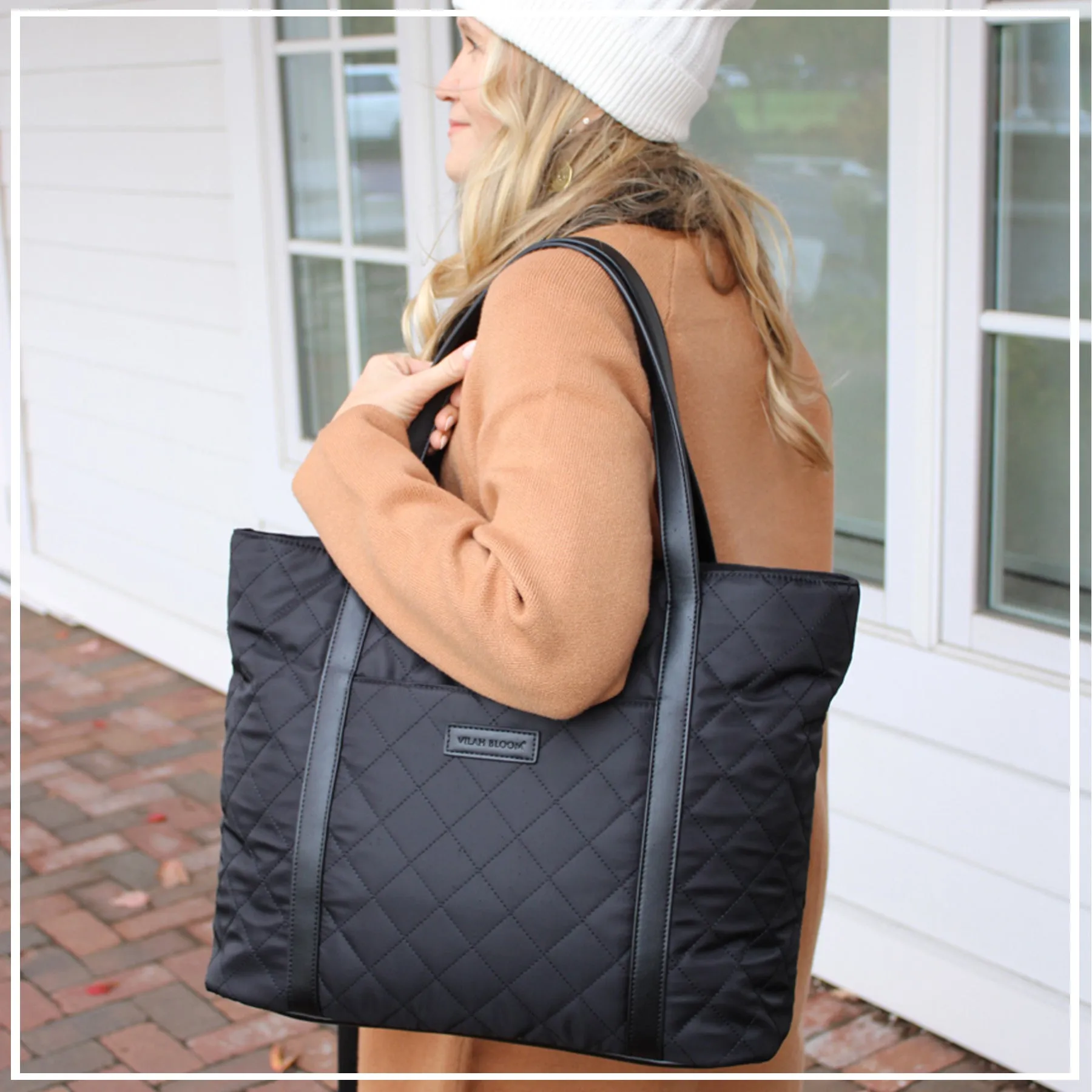 Quilted Nylon Tote- Onyx