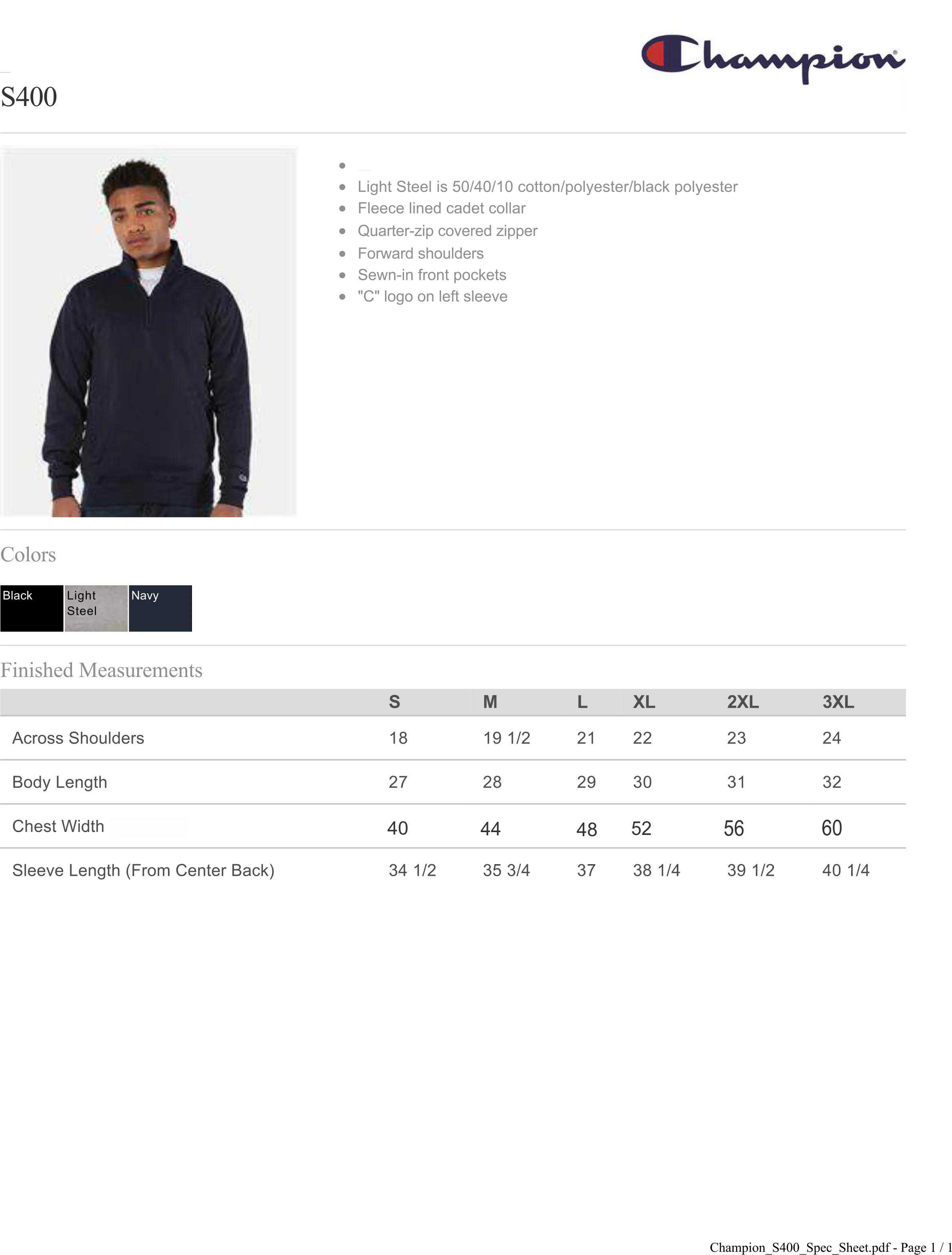 #S400 Champion Adult Powerblend Quarter-Zip Pullover