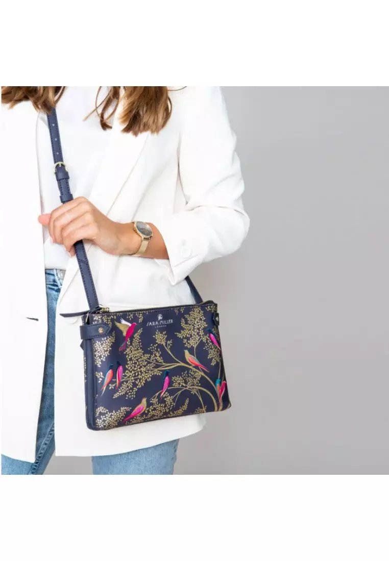 Sara Miller Sara Miller London - Smokey Blue Birds Zip Top Crossbody (SMB1005-002)