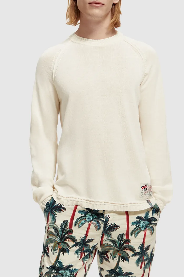 Scotch & Soda Denim White Melange Structured Pullover