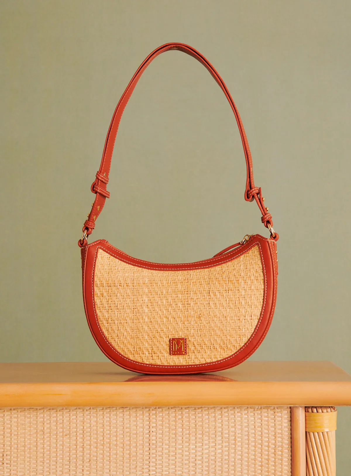 Shoulder Bag Saula Raphia Camel