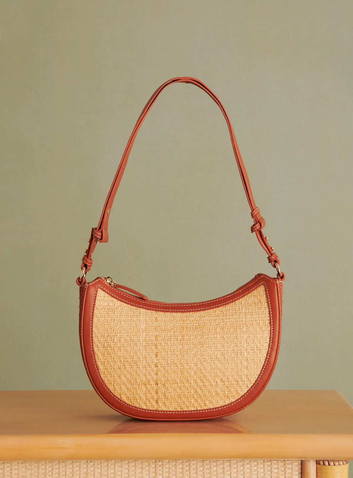 Shoulder Bag Saula Raphia Camel