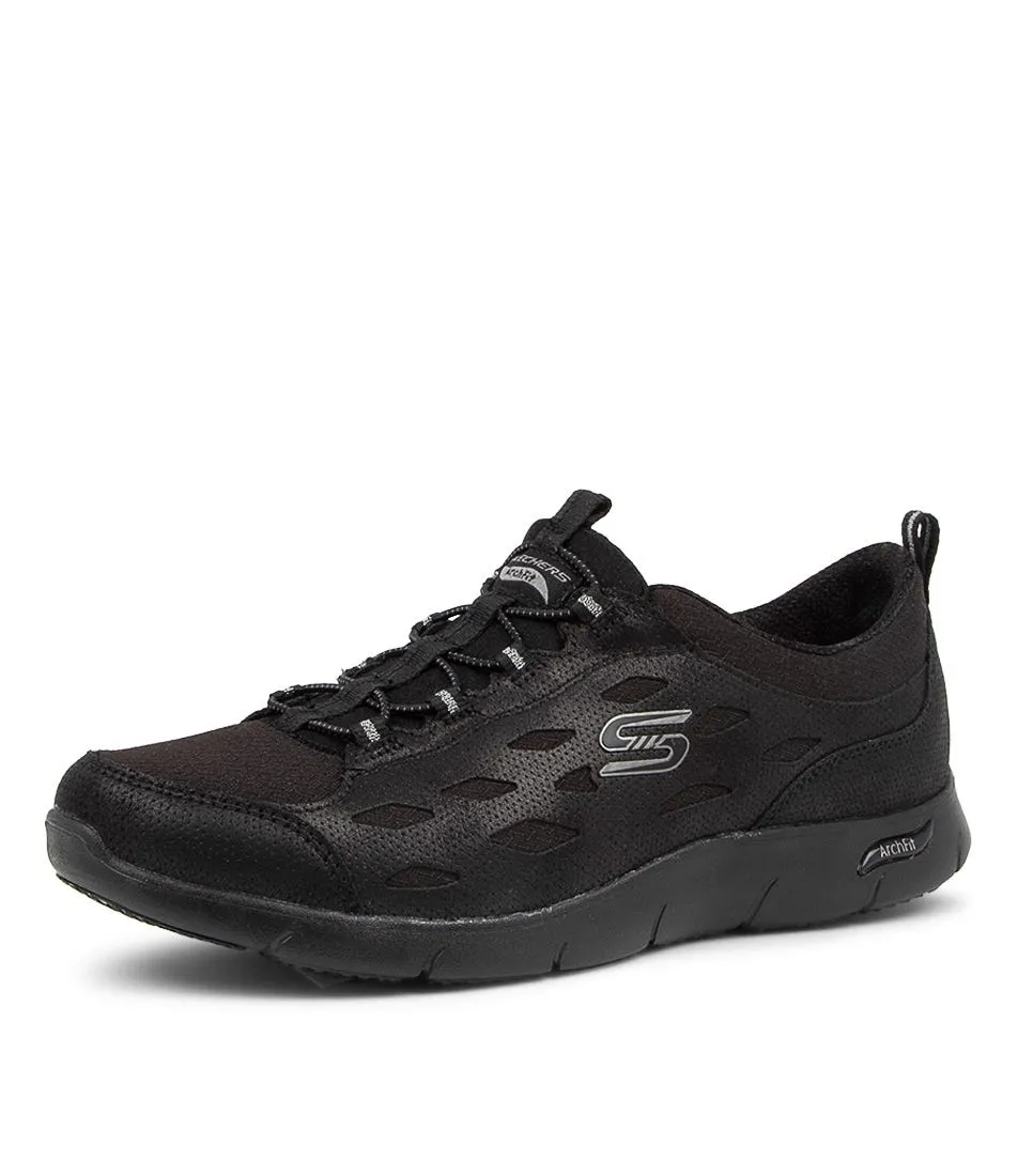 SKECHERS Arch Fit Refine Black Black Smooth Sneakers