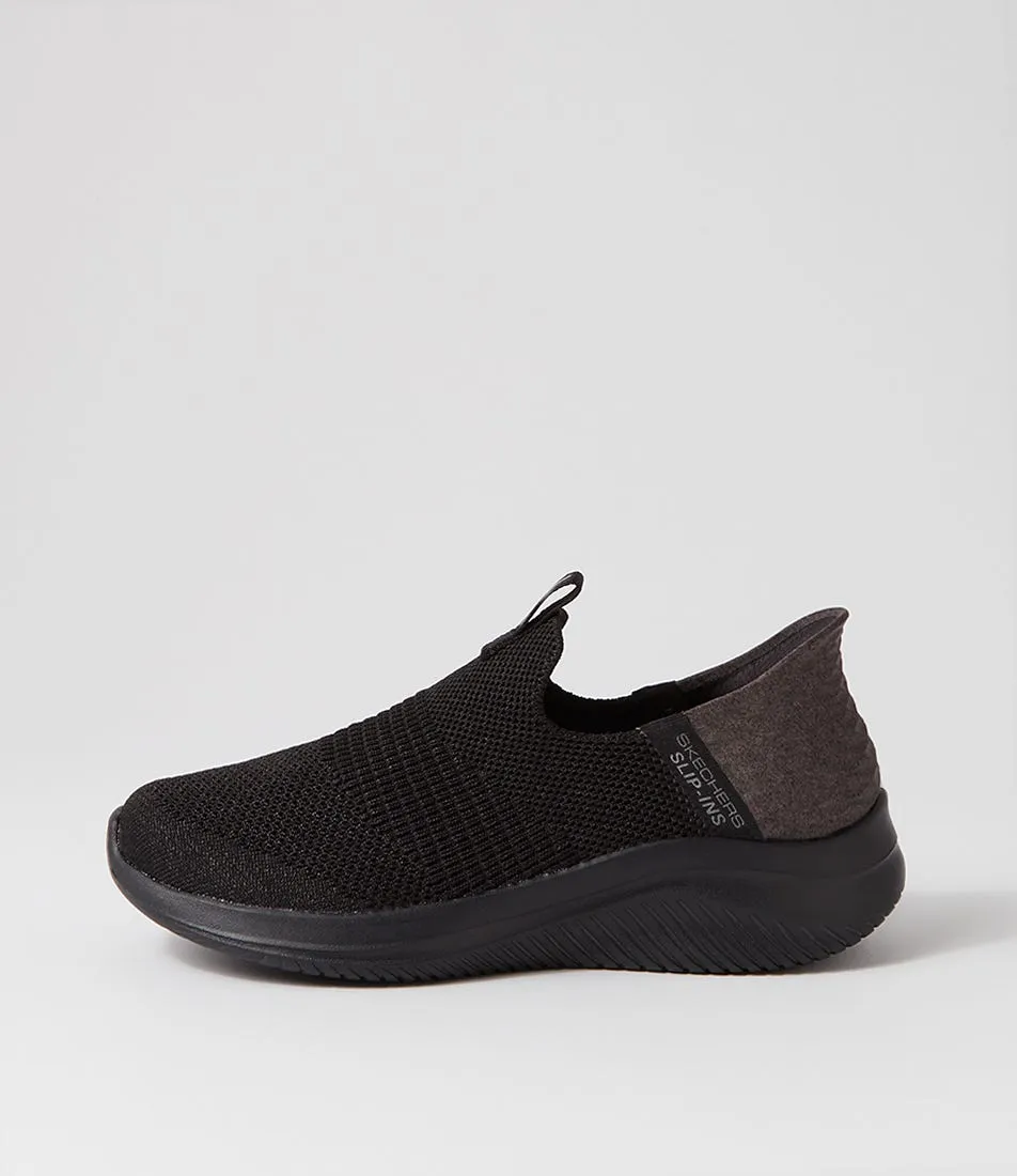 SKECHERS Ultra Flex 3.0 Black Knit Sneakers