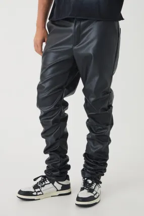 Slim Stacked Pu Trousers