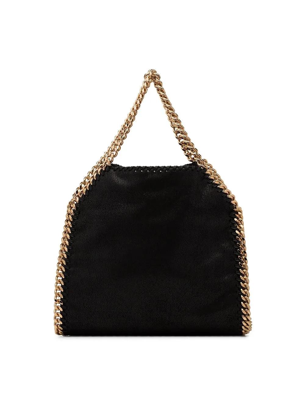 STELLA MCCARTNEY Glamorous Black Faux Leather Mini Falabella Tote with Gold-Tone Chain Detail