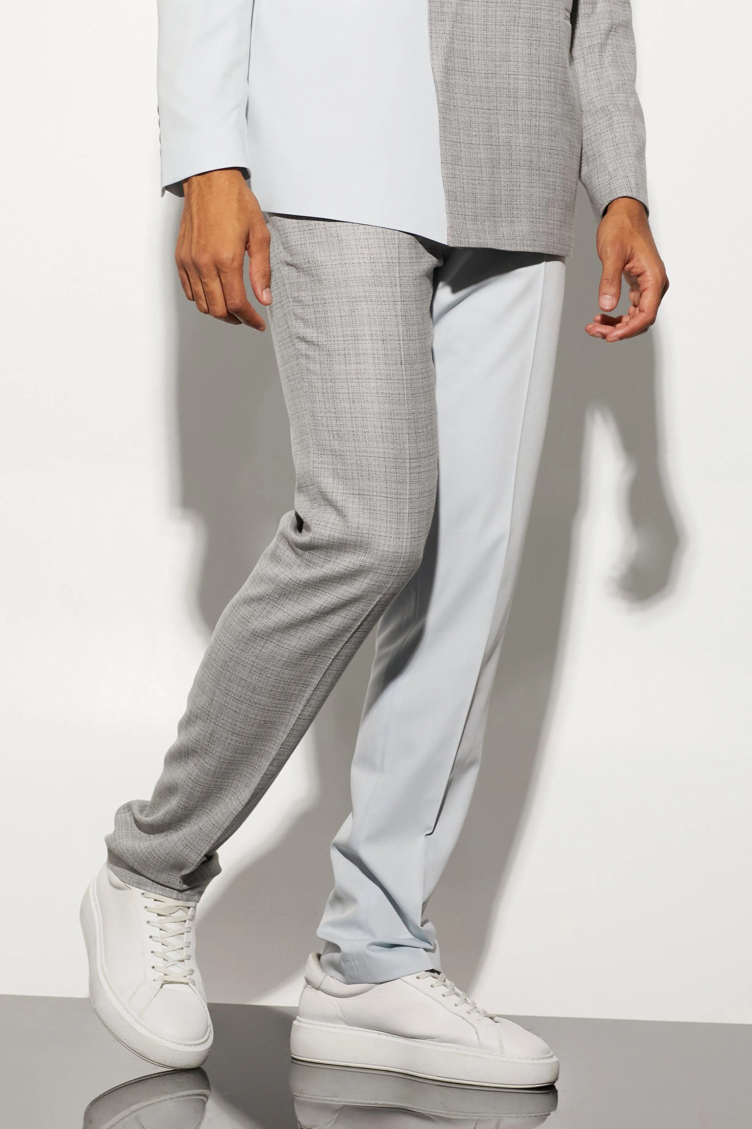 Straight Leg Spliced Suit Trousers