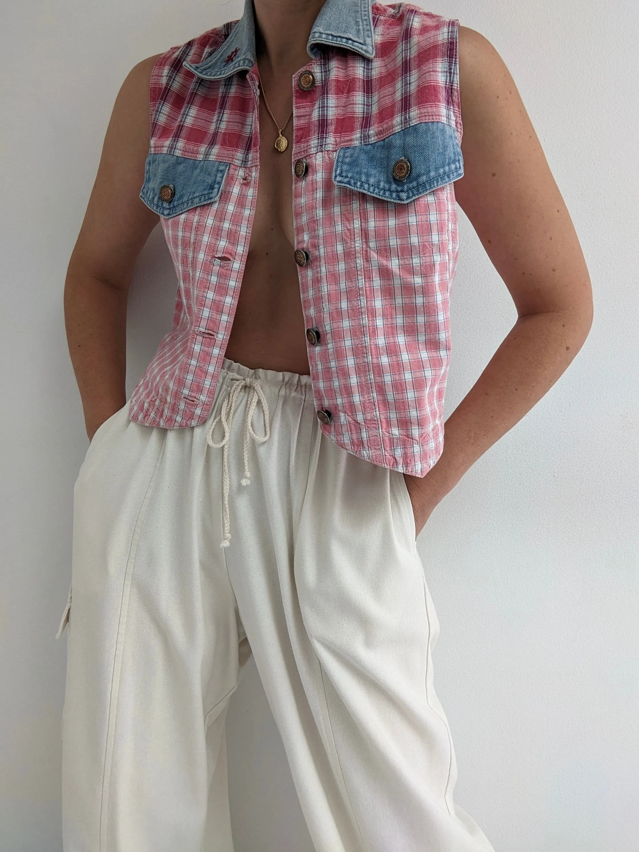 Sweet Vintage Pink Plaid Vest