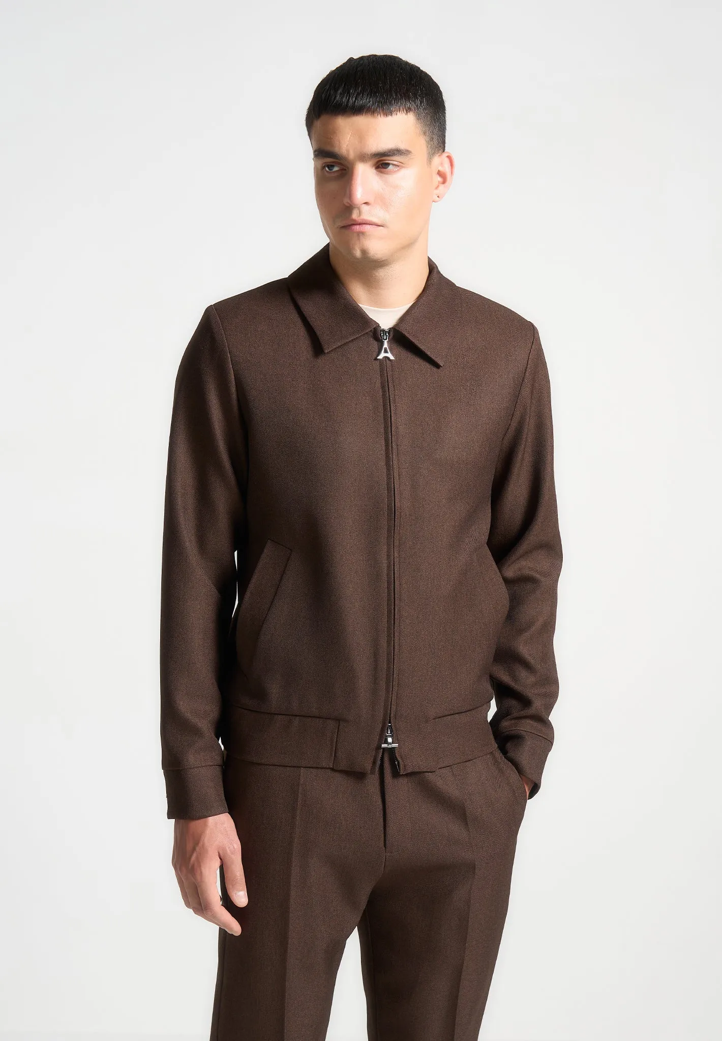 Tailored Harrington Jacket - Brown