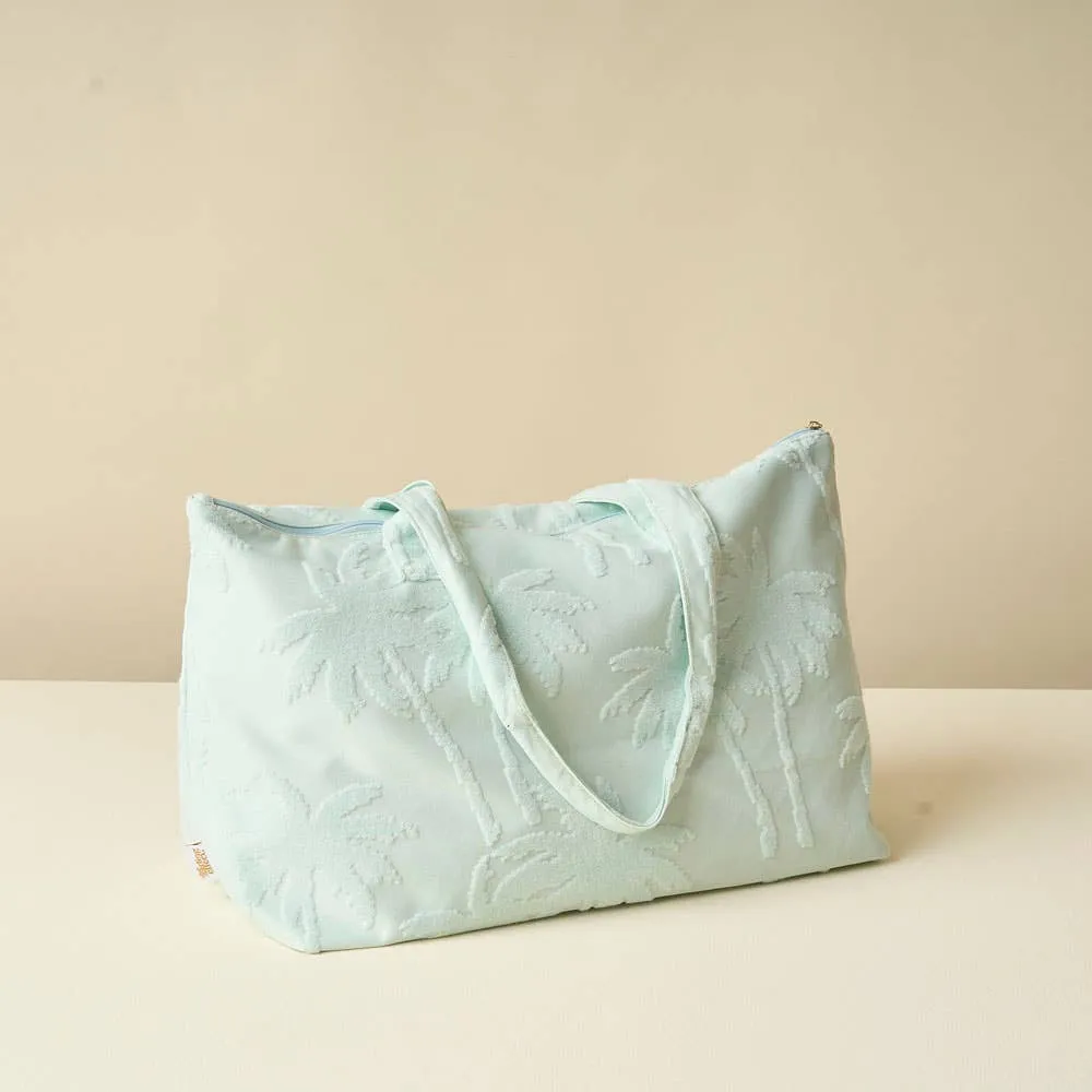 Terry Tote- Aqua Palm