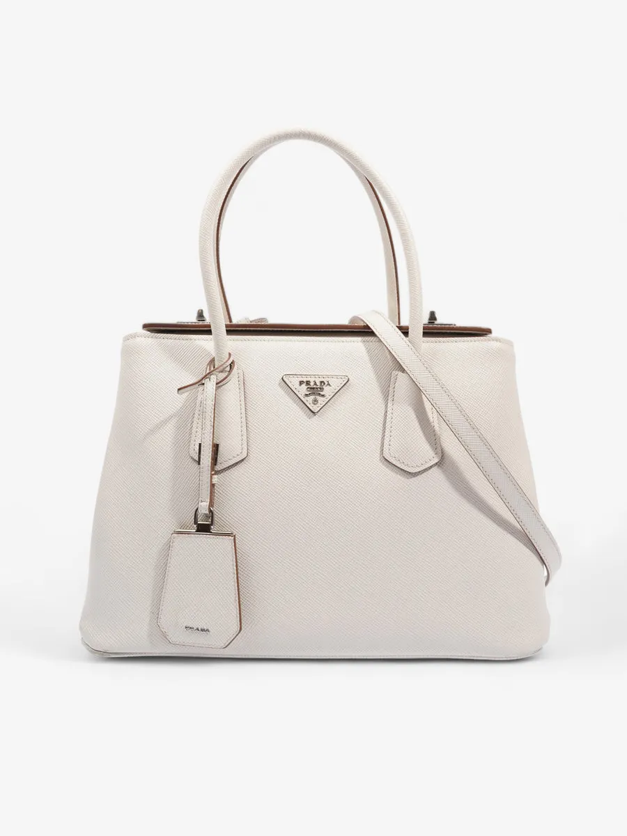 Turnlock Twin Tote Cream Saffiano Leather