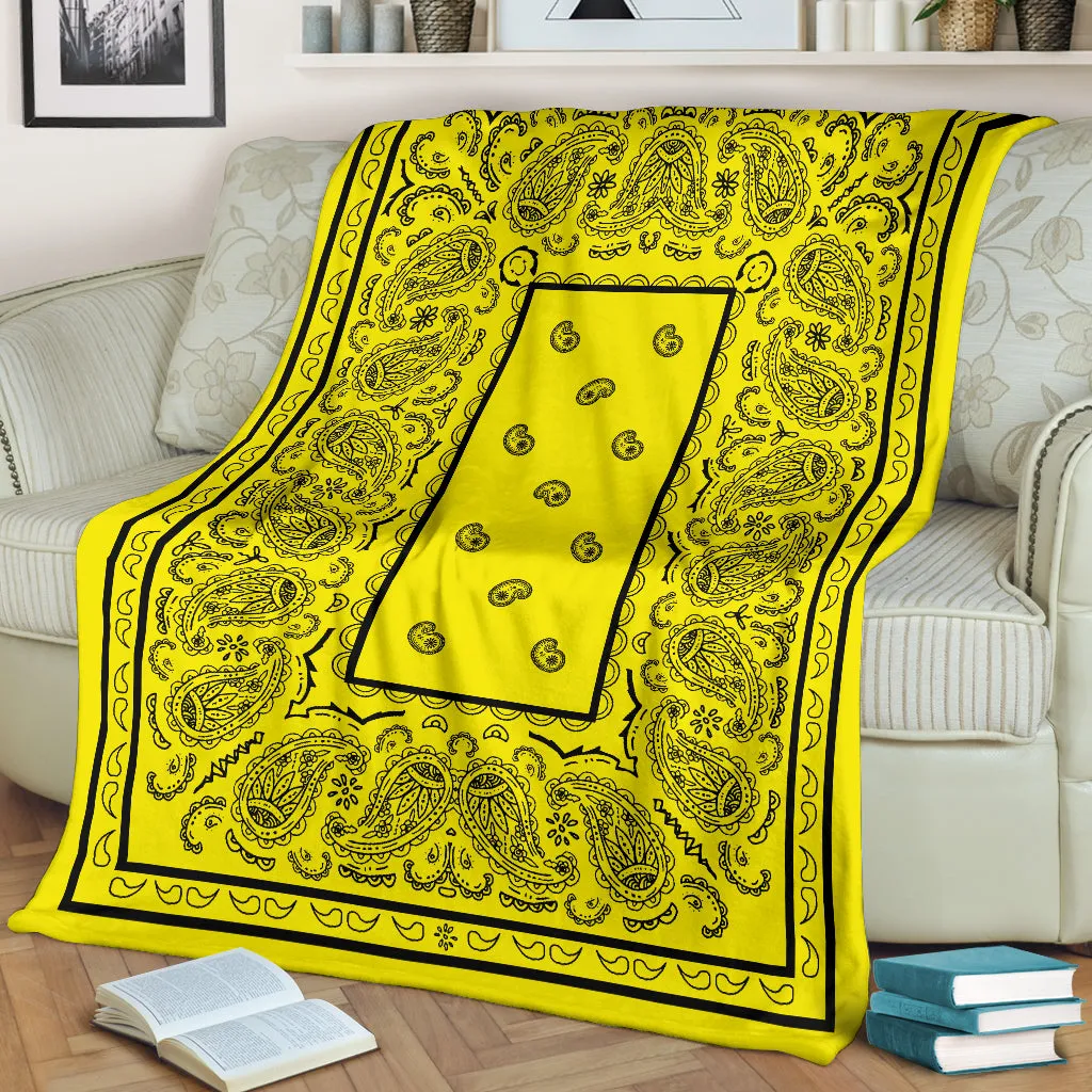 Ultra Plush Yellow with Black Bandana Premium Blanket