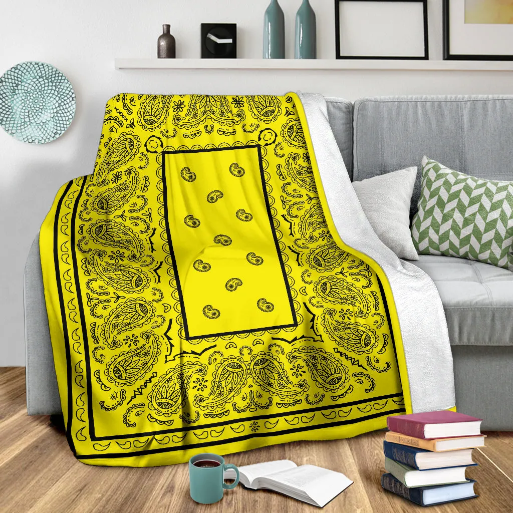 Ultra Plush Yellow with Black Bandana Premium Blanket