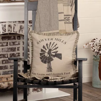 VHC Brands Miller Farm Windmill 18x18 Throw Pillow