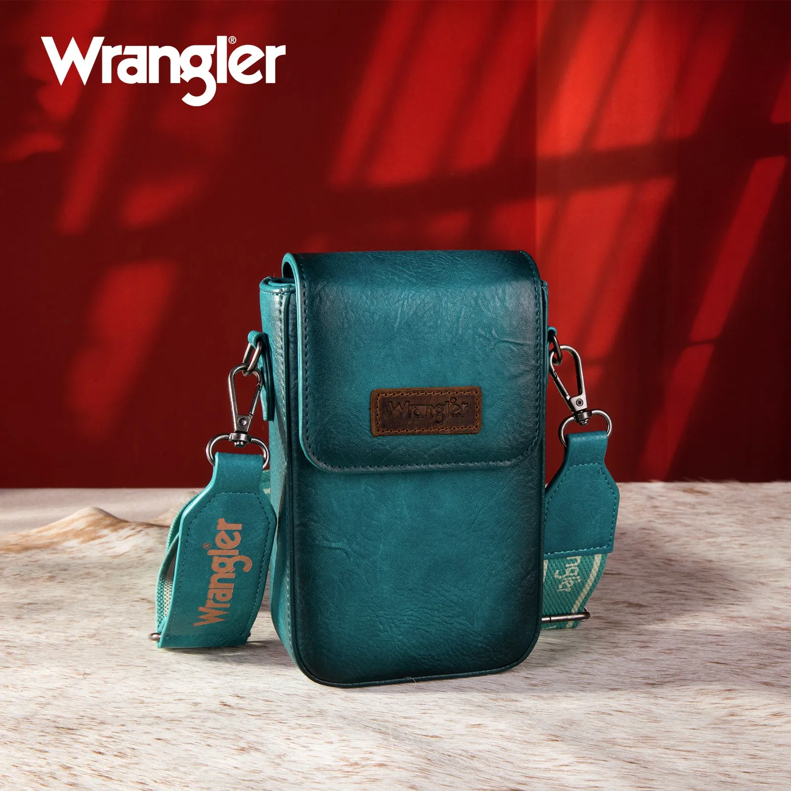 WG118-204  Wrangler Crossbody Cell Phone Purse With Back Card Slots - Turquoise